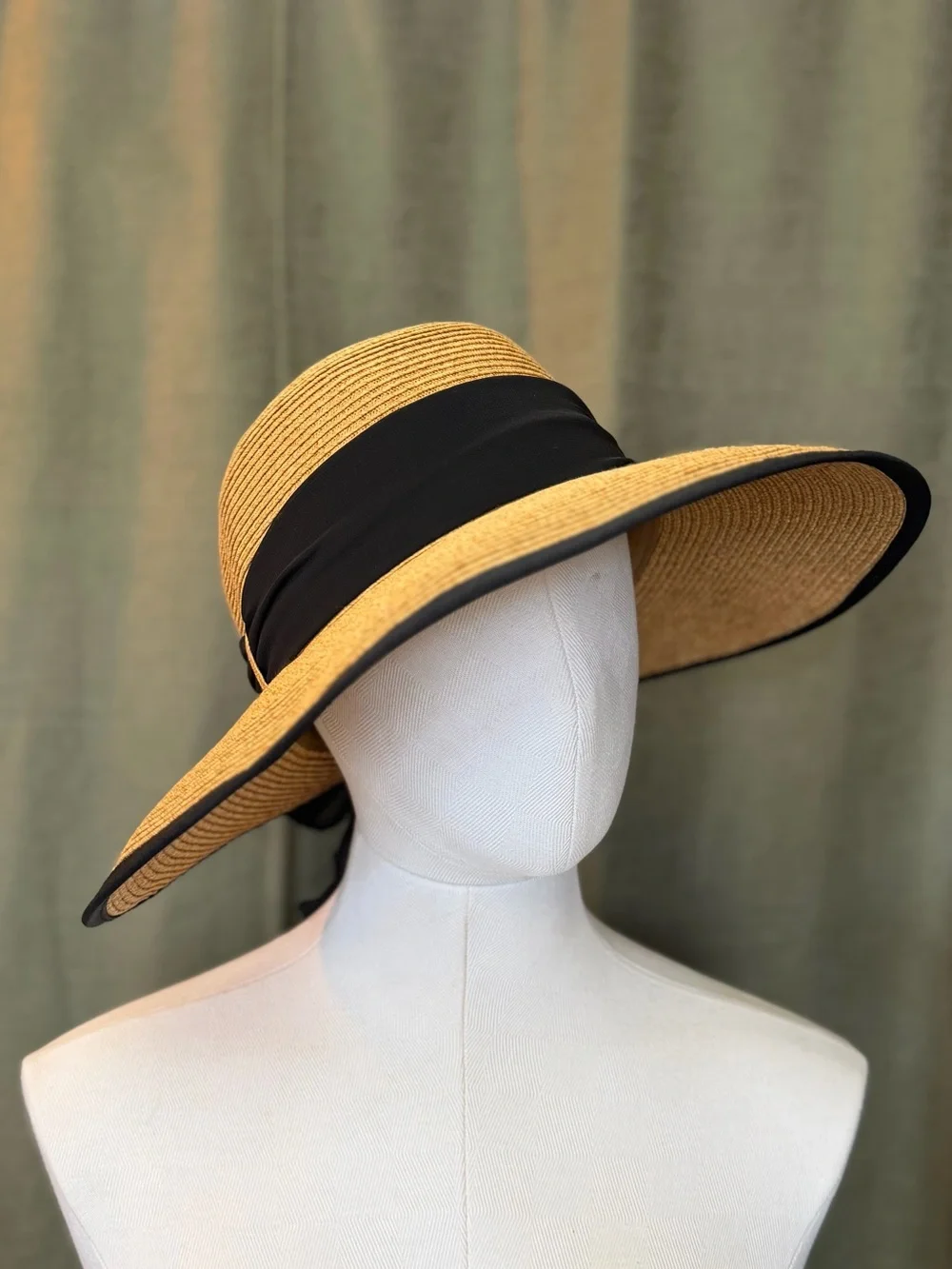 VINTAGE SAN Diego Hat Co. Bow Straw Wide Brim Sun Hat - Picture 2 of 5